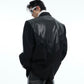 【25s Mar.】Niche Split PU Leather Stitching Shoulder Pad Suit Jacket