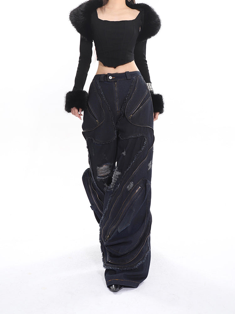 【24s April.】Zippered 3D Large Pocket Jeans ArtsKoreanMan