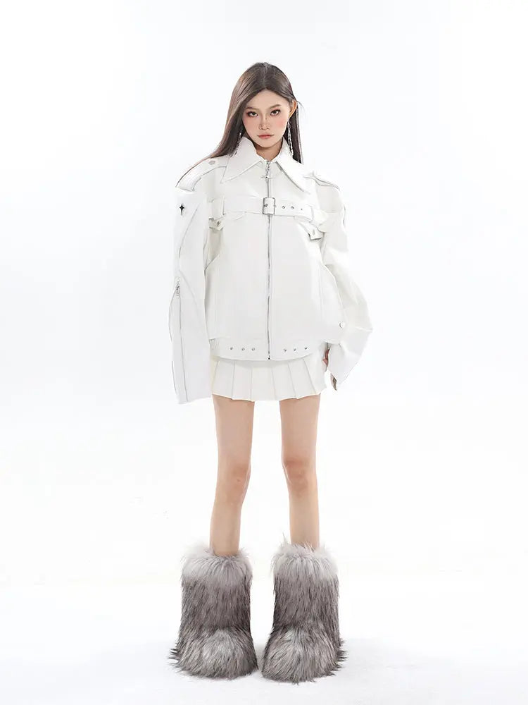 【23s August.】Minimalist Metallic Leather Jacket ArtsKoreanMan