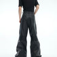 【25s Mar.】Deconstructed Metal Zipper High-Waisted Pleated Faux Leather Pants