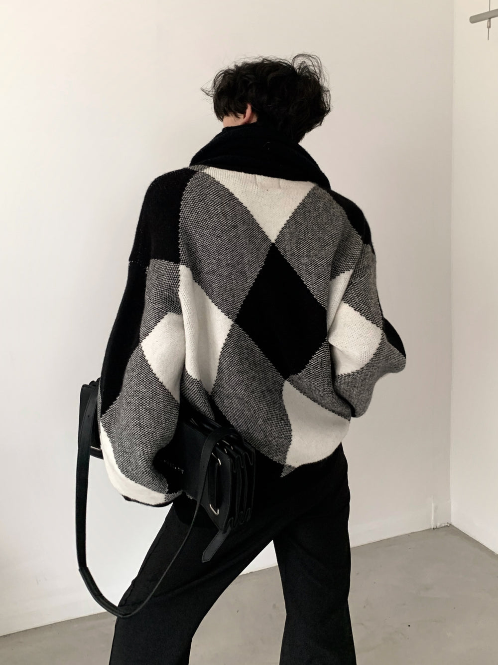 【23s November.】Black and White High-end Design Turtleneck Sweater ArtsKoreanMan