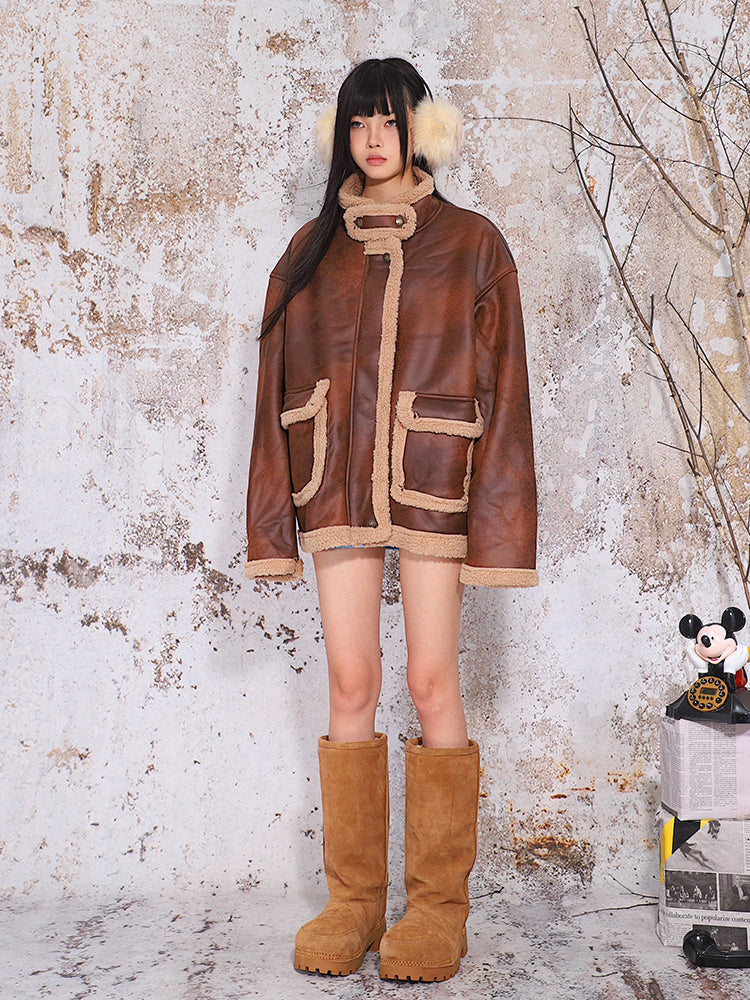 【24s Nov.】Vintage Sherpa Large Pocket Suede Jacket ArtsKoreanMan