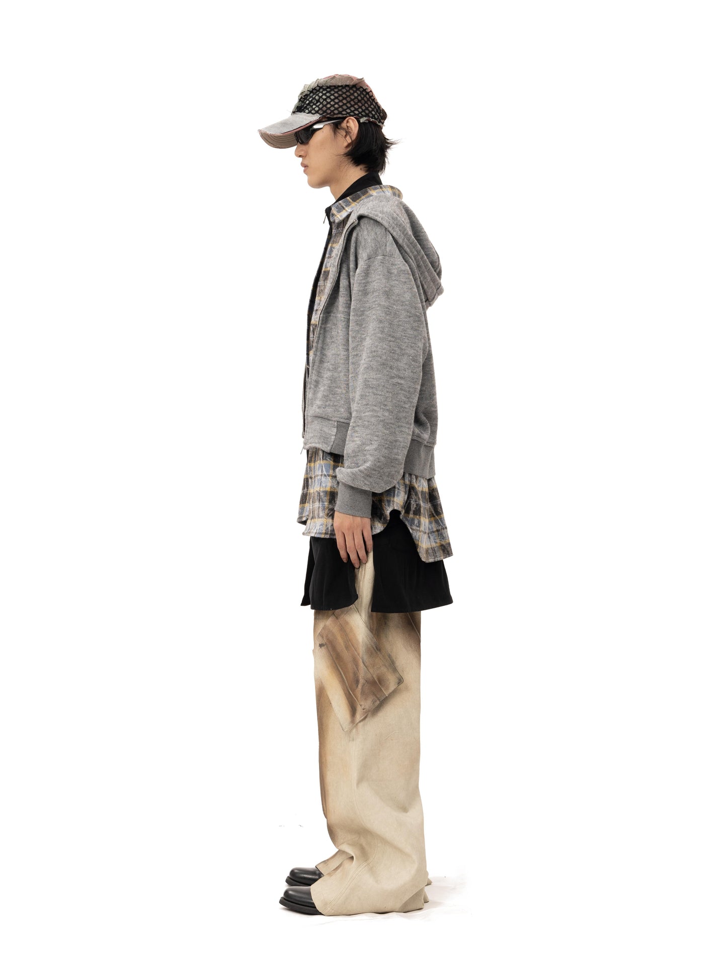 【25s Jan.】Multi-wear Plaid Patchwork Loose Coat