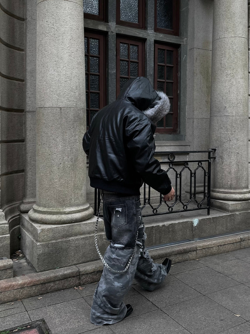 【24s Nov.】Designed Detachable Fur Collar Hooded Leather Jacket ArtsKoreanMan