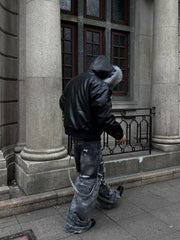 【24s Nov.】Designed Detachable Fur Collar Hooded Leather Jacket ArtsKoreanMan