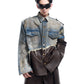 【24s Oct.】Vintage Distressed Patchwork Leather Denim Jacket