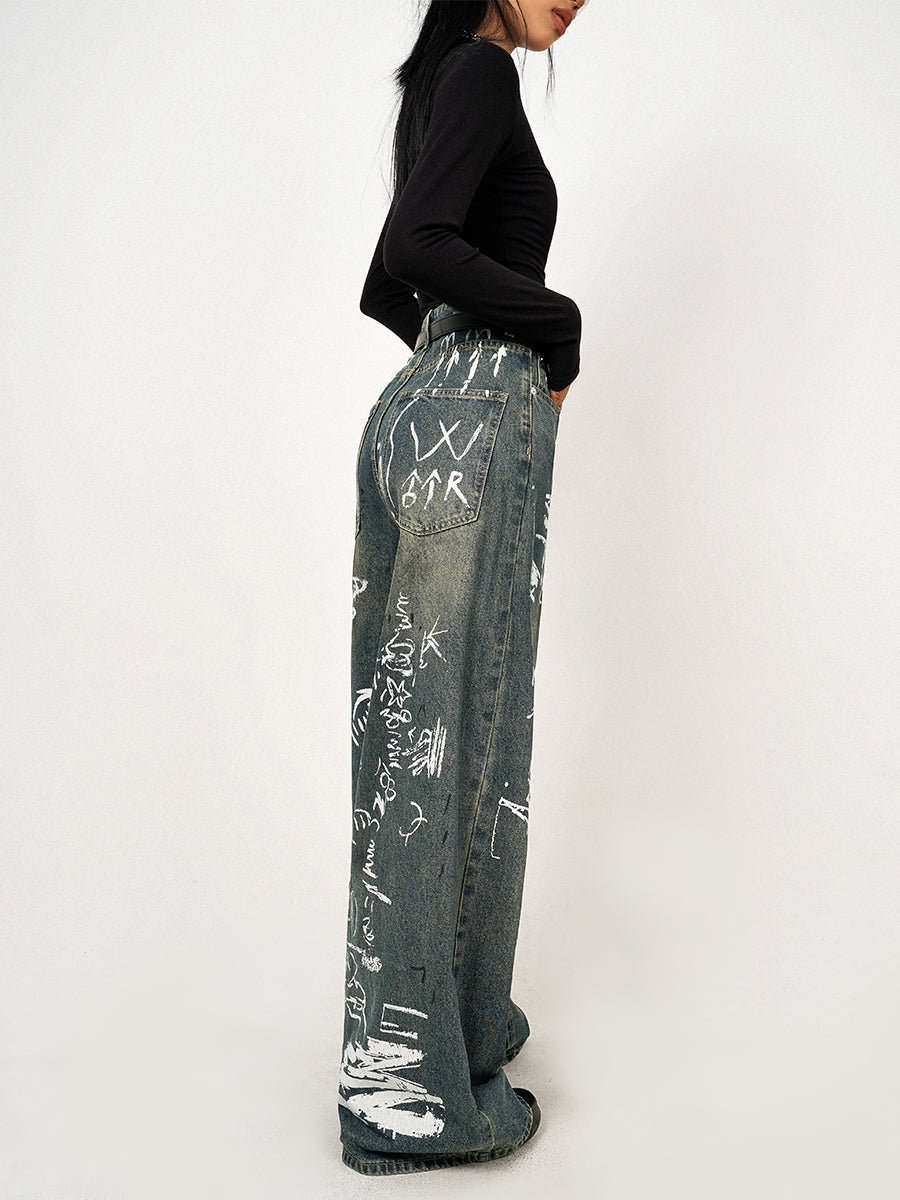 【24s Nov.】Hot Girl Distressed Loose Wide Leg Jeans ArtsKoreanMan