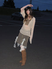 【25s May.】Lace Collar Detachable Fur Collar Top