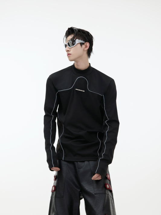 【24s Nov.】Reflective Line Slim High Collar Bottoming Shirt