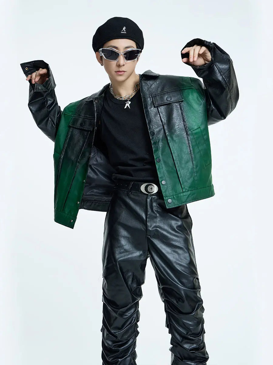 【23s September.】Dyed PU Punk Jacket+ Leather Pants ArtsKoreanMan
