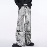 【25s Jan.】High Street White Graffiti Detachable Design Jeans