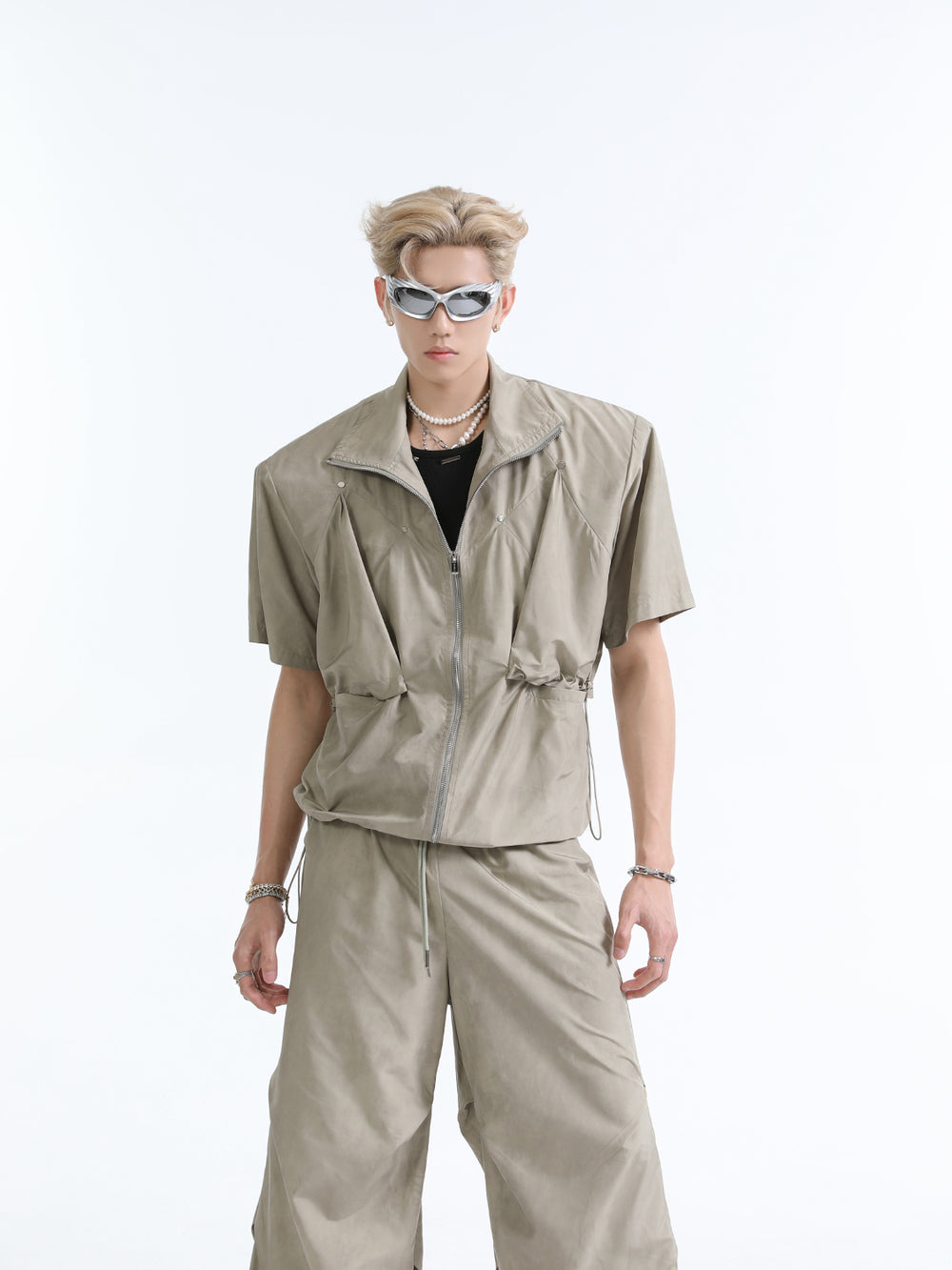 【24s Sep.】Deconstructed Split Zipper Short-sleeved Shirt + Casual Pants ArtsKoreanMan