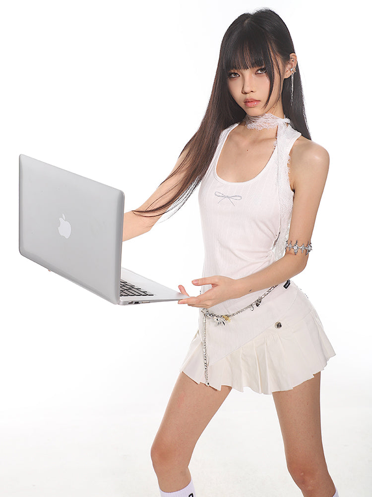 【24s Aug.】BM Style Lace I-shaped Ribbon Vest ArtsKoreanMan