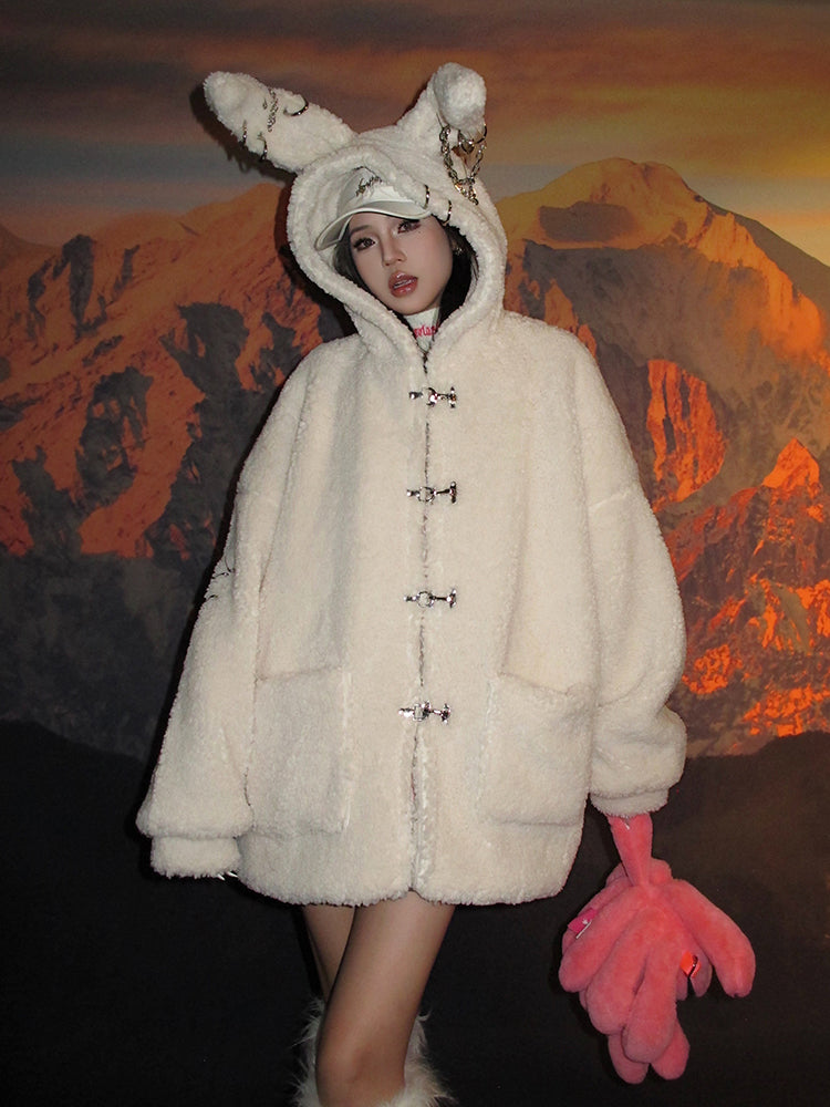 【23s December.】Cute Bunny Ears Hooded Sherpa Jacket ArtsKoreanMan