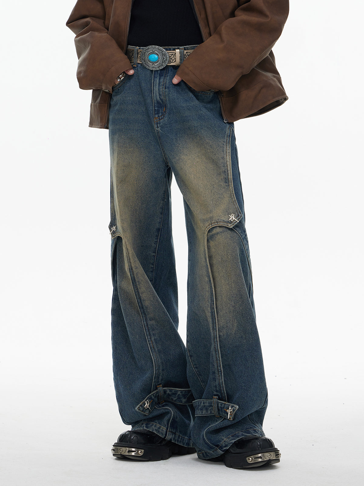 【24s April.】Distressed Washed Deconstructed Patchwork Jeans