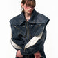 【25s Apr.】Faux Two-piece Design Zippered Denim Jacket+Pants