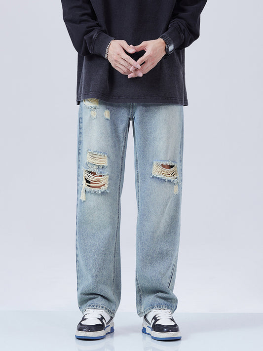 【23s September.】Stone-Washed Distressed Jeans