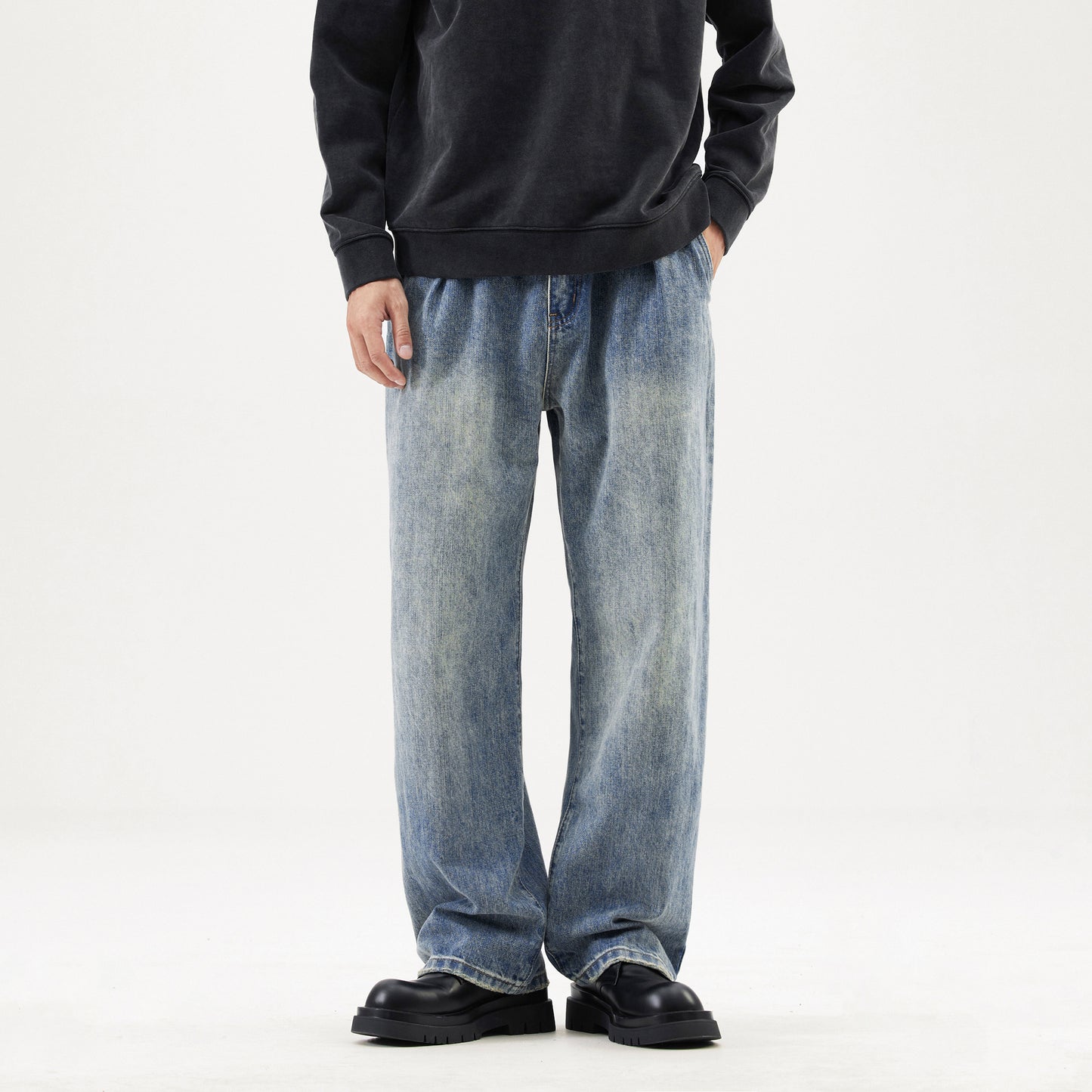 【23s September.】Washed Gradient Chunky Knit Jeans