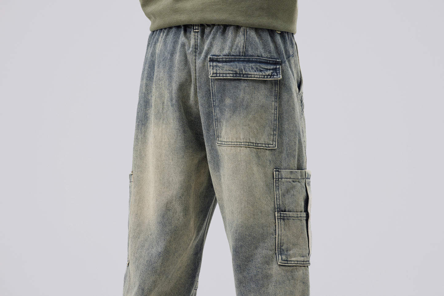 【23s September.】Large Pocket Knee Striped Jeans