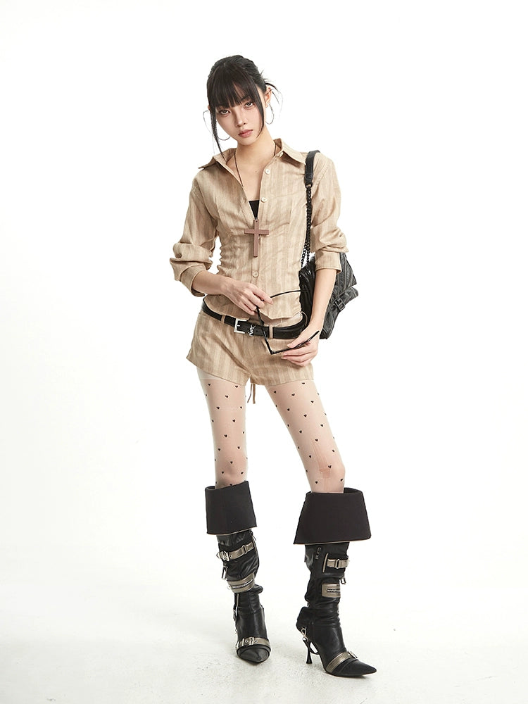 【25s Aug.】Old Money Vintage Lapel Shirt & Tailored Shorts Set