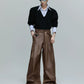 【25s Oct.】High-rise Smooth Fabric Pleated Trousers