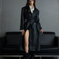 【25s Sep.】Deconstructed Crocodile-effect Metal Buttons Leather Coat