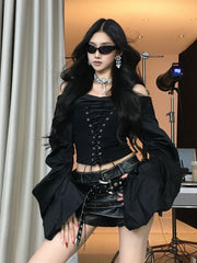 【25s Sep.】Off-the-shoulder Strappy Hottie Waist Shirt