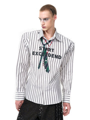【25s Sep.】Vertical Striped Tie Print Shirt
