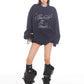 【25s Nov.】Black Beaded Loose-fitting Crew Neck Sweatshirt