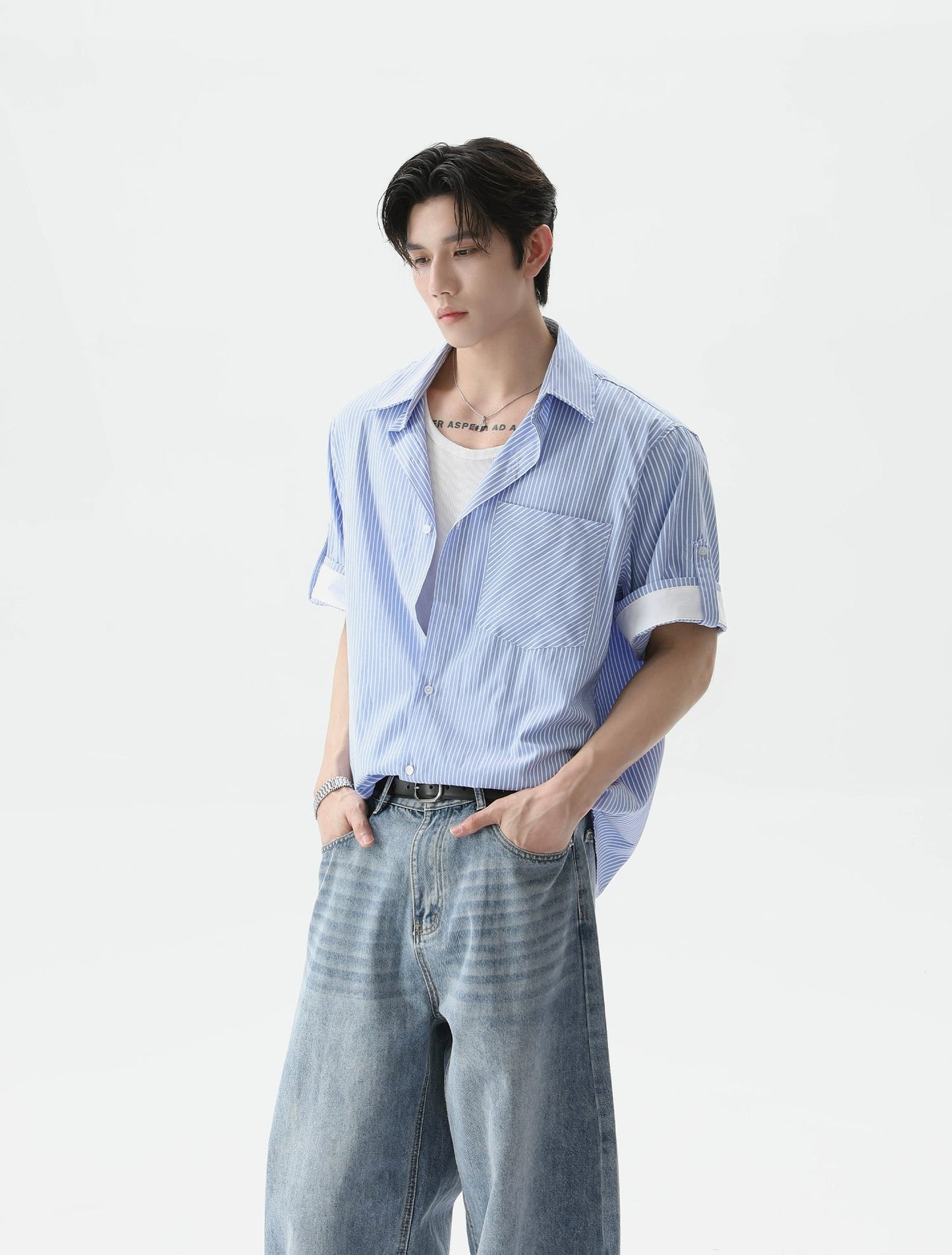 【25s Aug.】Summer Simple Design Striped Shirt