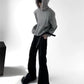 【25s Jul.】Extended Flared Slim Black Draped Trousers