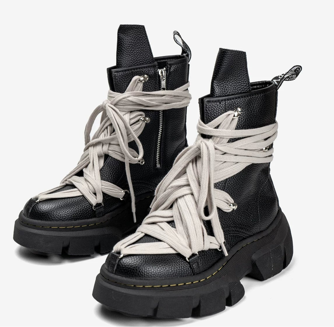 Lace-Up Platform Biker Combat Ankle Boots