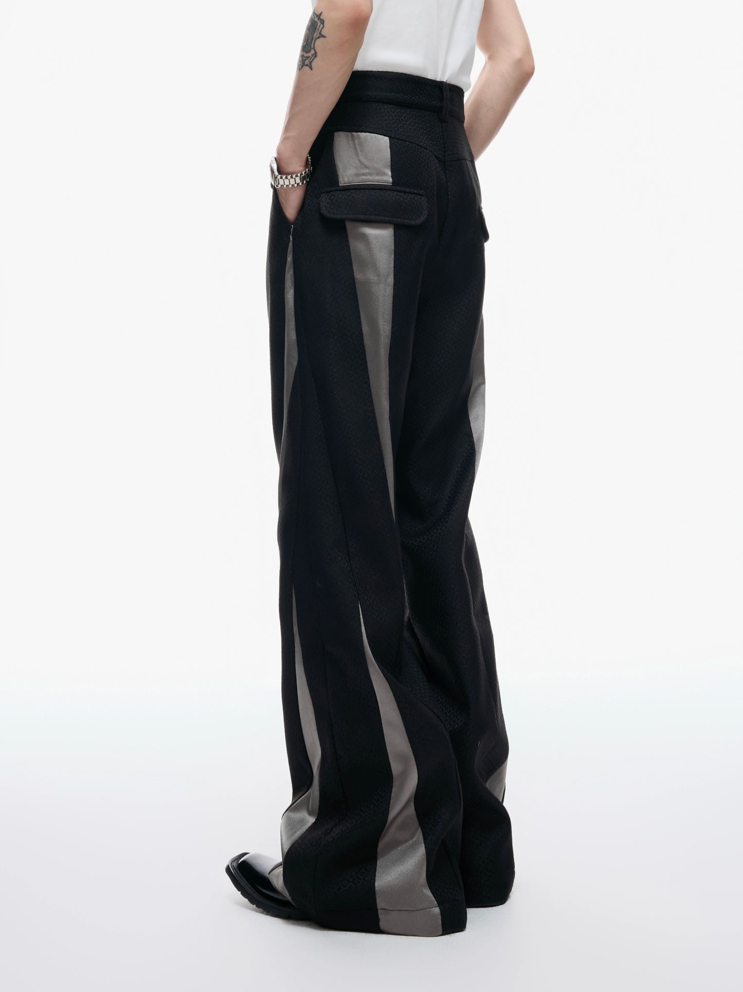 【25s Aug.】Colorblock Patchwork Flared Tailored Pants
