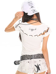 【25s Jul.】Punk Hip-hop Design Tie-up T-shirt