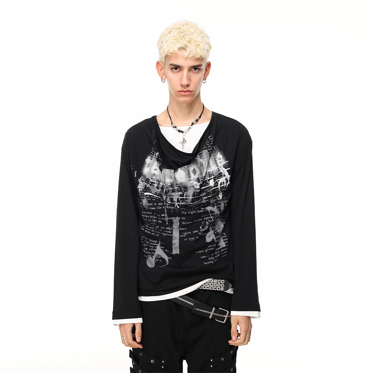 Music Note Layered Long Sleeve Tee