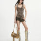 【25s Aug.】Leopard Metallic Flower Twist Camisole