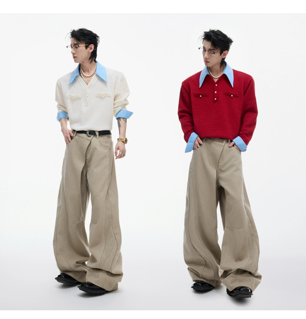 【25s Sep.】Textured Mock Two-piece Shirt Stitching Sweater