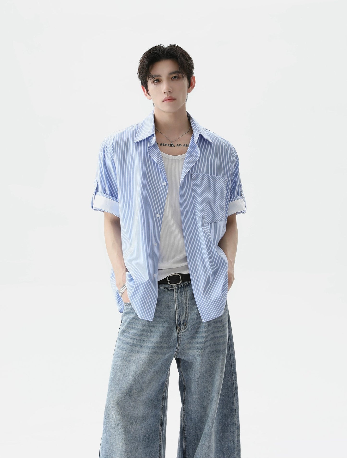 【25s Aug.】Summer Simple Design Striped Shirt