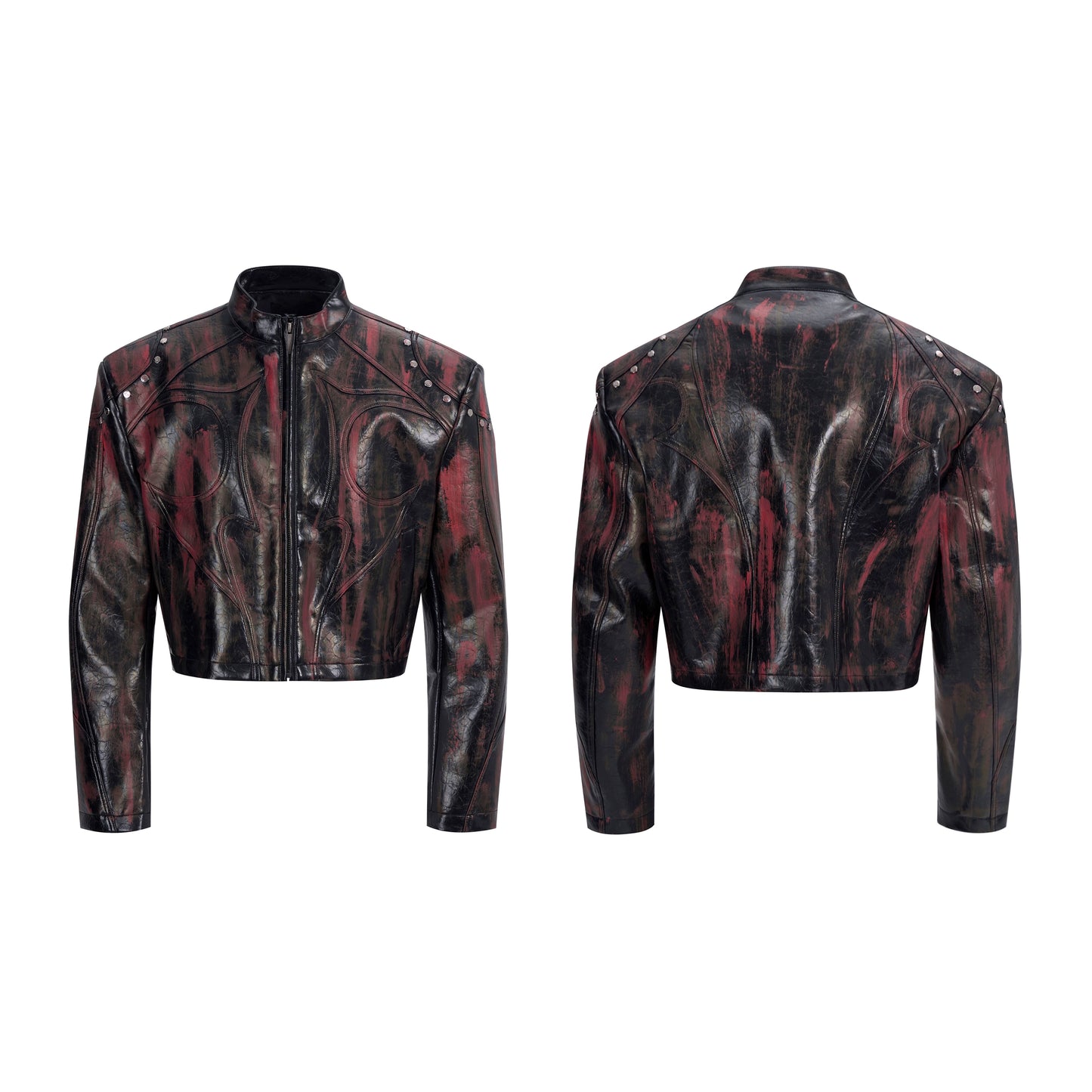 【25s Sep.】Cool Motorcycle Stand Collar Leather Jacket