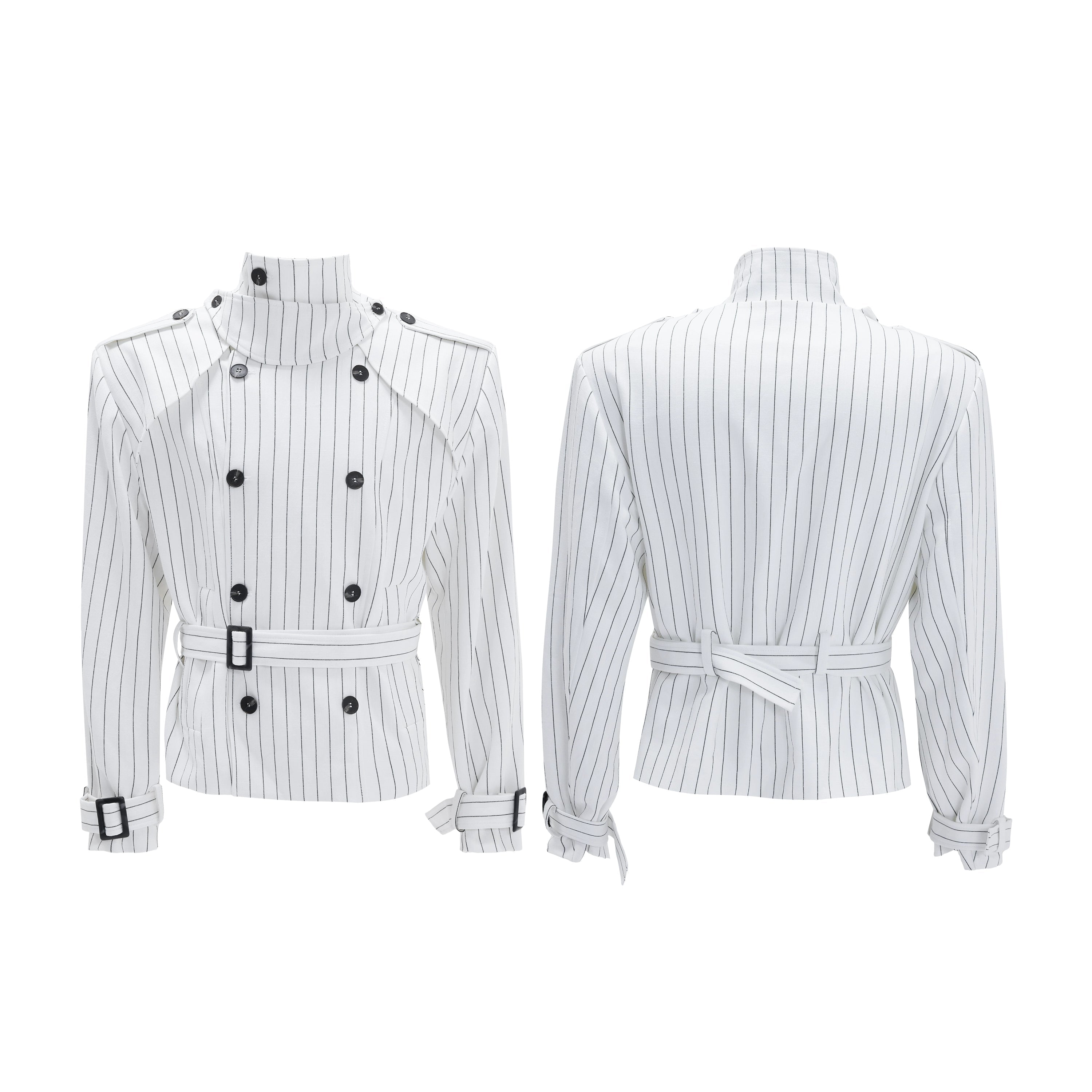 【25s Nov.】Striped Multi-panel Belted Jacket/Trousers