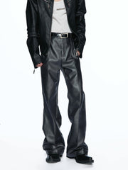 Vegetable-Tanned Concept Matte Bio-Leather Straight Flared Pants