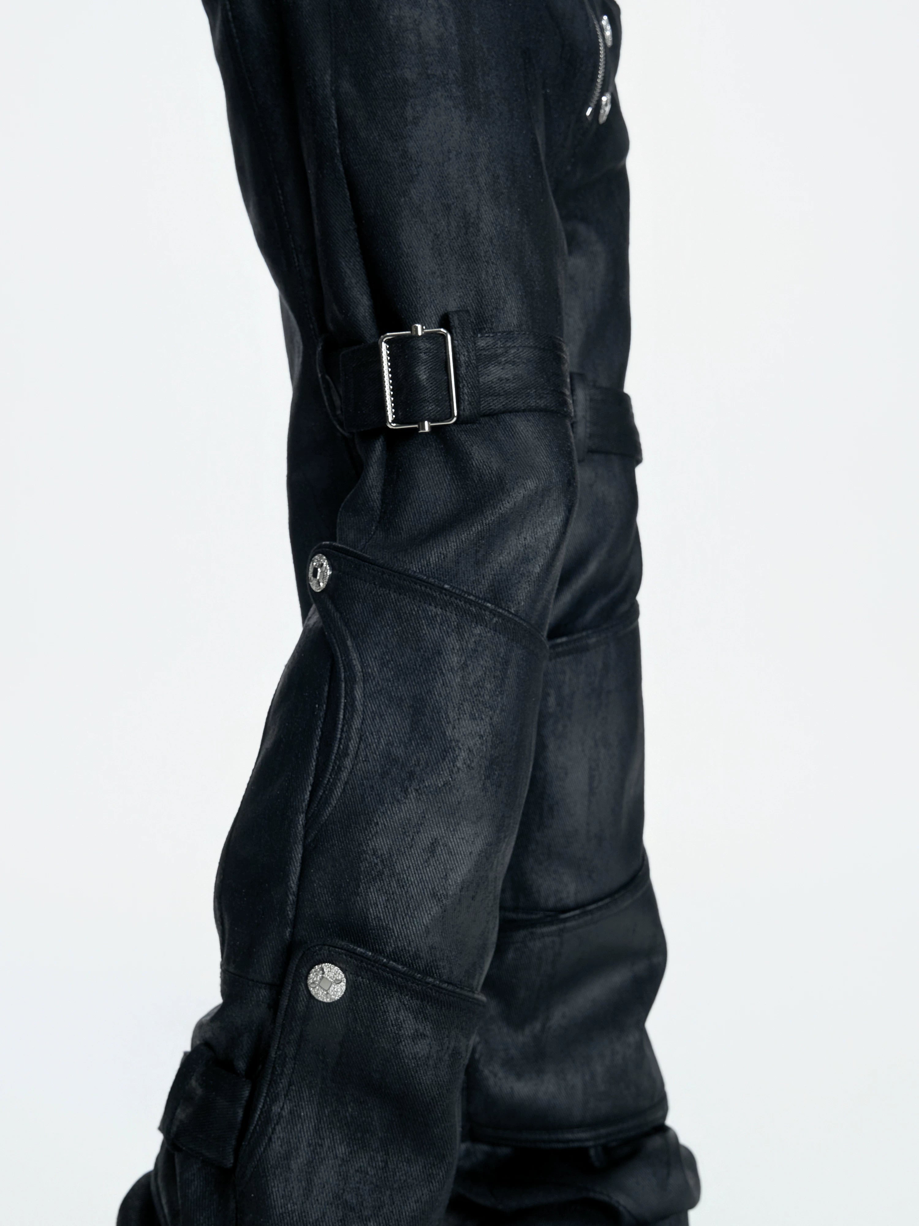 【26s Mar.】Waxed Buttoned Straight Denim Pants