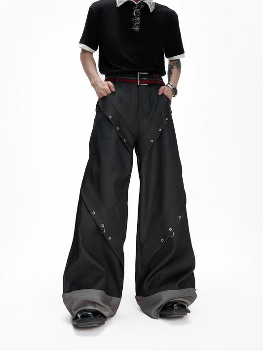 【25s Jul.】Deconstructed Chain Detachable Irregular Wide-leg Pants