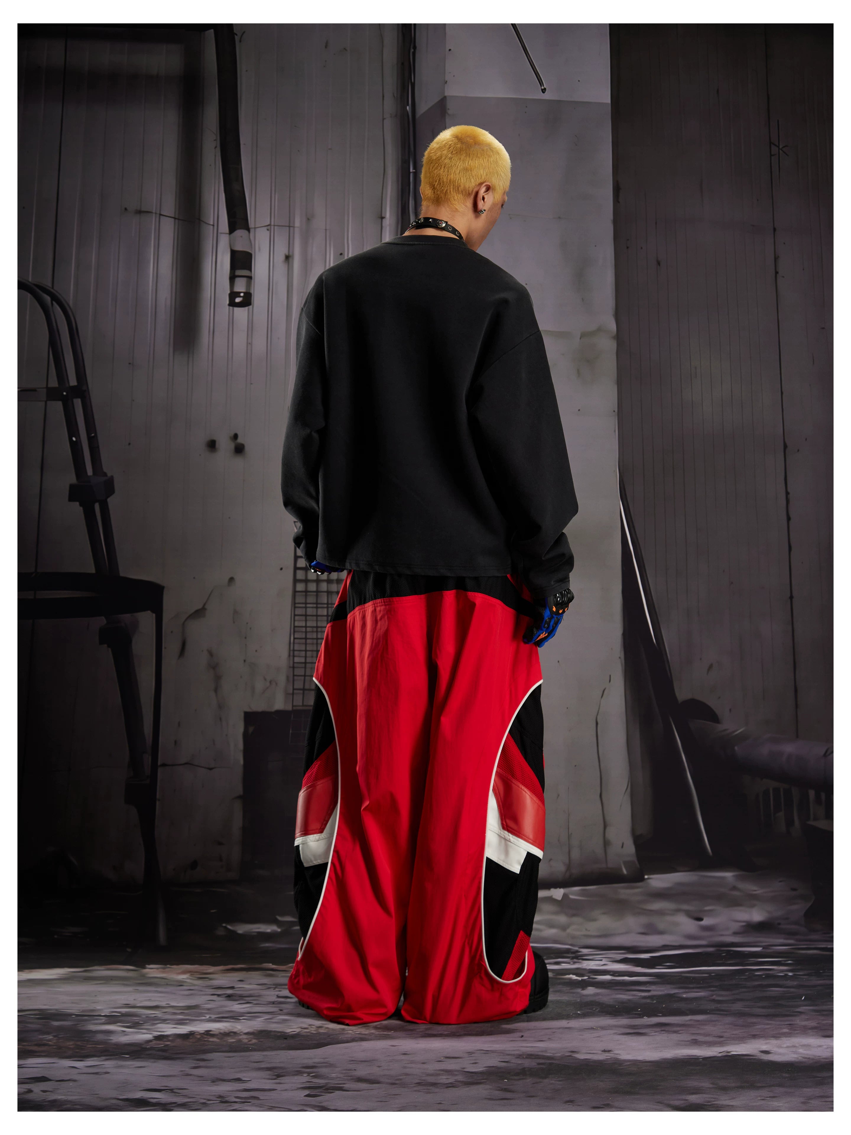 Deconstructed Racing Mesh Leather Pants