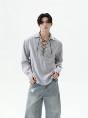 【25s Sep.】Cleanfit Drawstring Striped Shirt