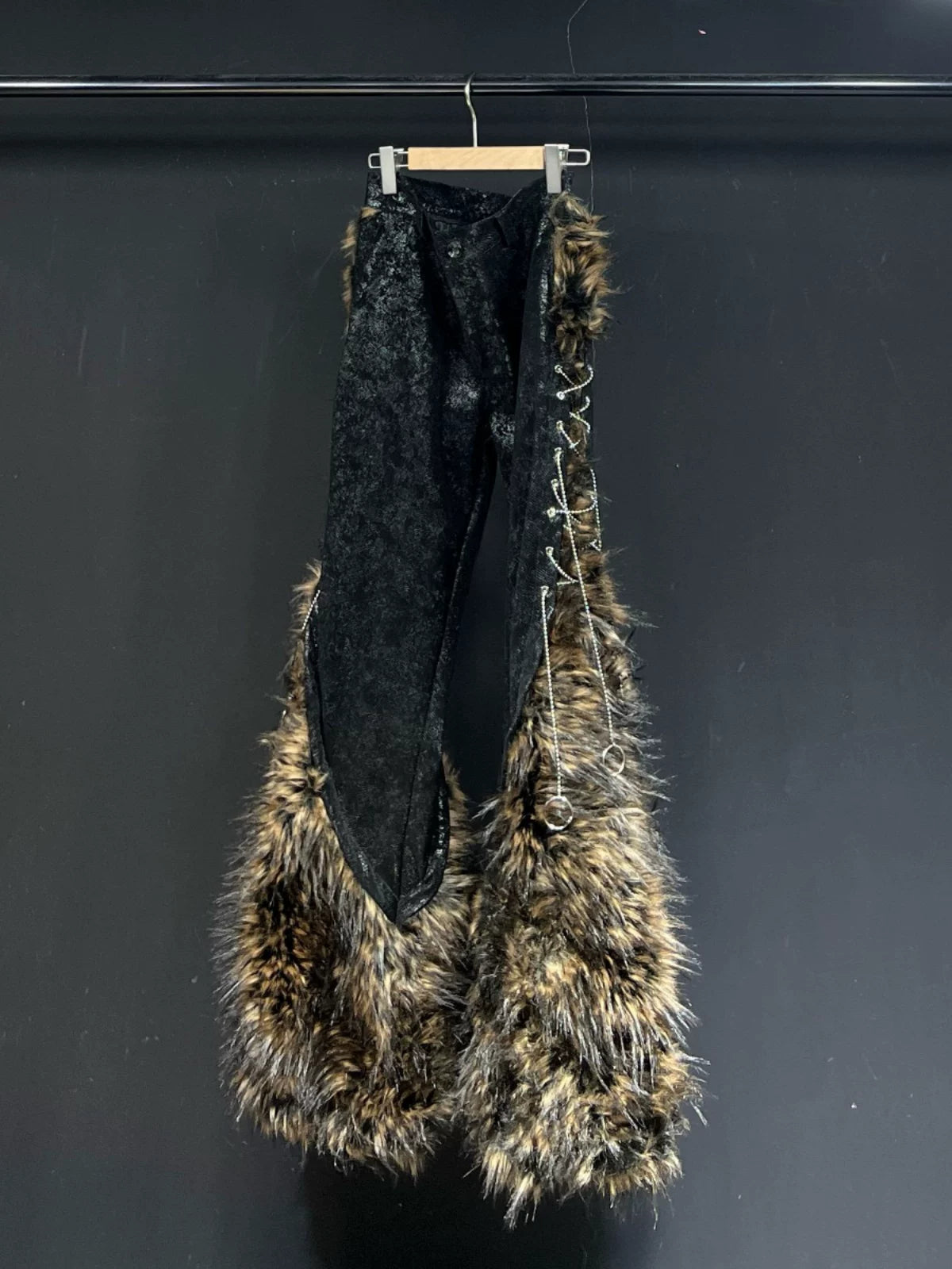 Animal Print Faux Fur Flared Pants