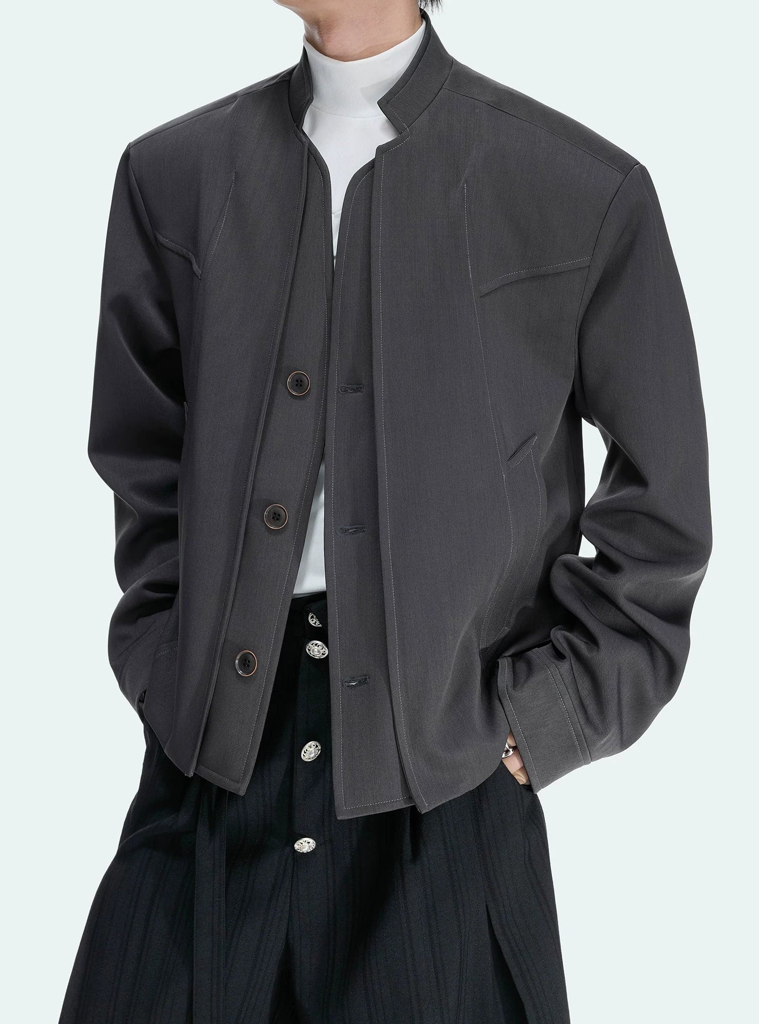 Deconstructed Layered Cropped Blazer