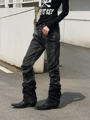 Cracked Washed Curved Skinny Jeans