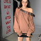 【25s Sep.】Belt with Off-shoulder Lazy Style Sweatshirt