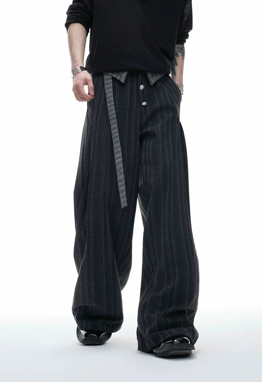 Embroidered Jacquard Wide-Leg Trousers